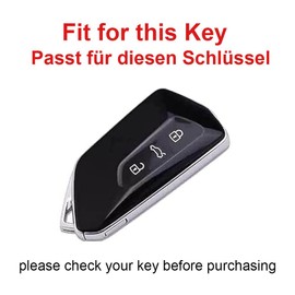 TECART Smart Car Key Case Cover Fits VW e-Golf 8 CD from 12 2019 United Life Style R-Line 1.0 TSI 5-Speed Leather Pattern Portable Protective Key Cover Accessories Key B 3 Button, Black-black