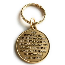 One Day At A Time Universe Keychain Sun Moon Earth Medallion Color Serenity Prayer Chip