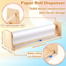 Marsui 18 Inch Wooden Paper Roll Dispenser Craft Paper Dispenser Tabletop Dispensers Holder and Papers Cutter Butcher with 3 Pack 18 Inch Easel Roll for Drawing Art Craft