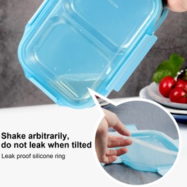 MOUMOUTEN Lunch Box, Stainless Steel Compartmentalized Lunch Box Double Layer Insulated Bento Box with Compartment for Office School Travel(Blue)