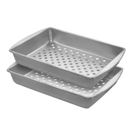 G & S Metal Products Company Grill Sensations Set of Two Large Grill Pans, Gray, GS219TH-AZ