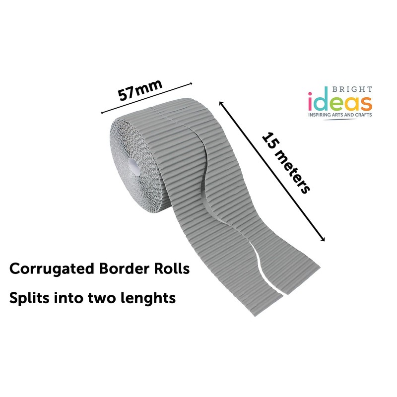 Bright Ideas Corrugated Border Roll for School Displays, Grey, 10cm