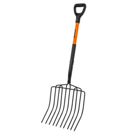 Nohovu Pitchfork for Gardening, 10 Tines Pitch Fork with Non-Slip Handle, Heavy Duty Pitch Fork for Mulching, 45 Inches