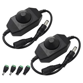 HayEastdor 2PCS LED Strip Light Dimmer Switch Cable with Power Jack Adapter Connectors(2 x Male + 2 x Female) 5.5mm x 2.1mm DC 12V-24V LED Tape Dimmer Controller for LED String Lights