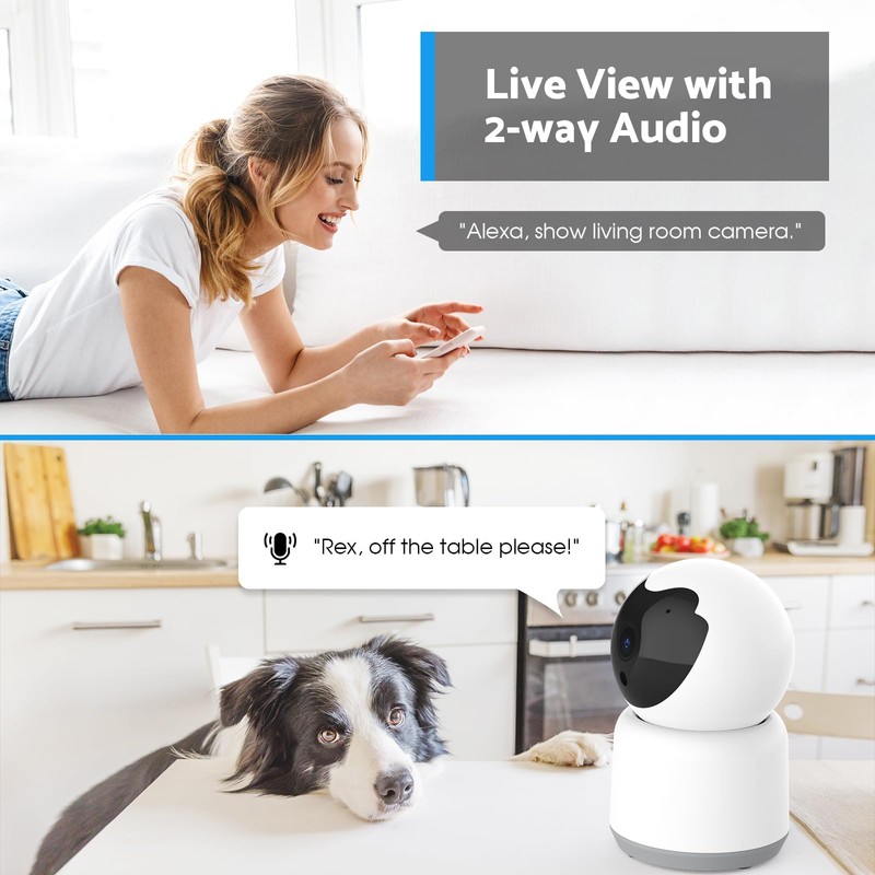 ADVWIN WiFi Security Smart Camera Indoor Pet Dog Camera, Home