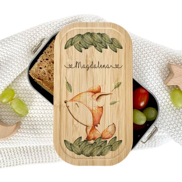 Manufaktur Liebevoll Lunch Box with Name Fox | Lunch Box