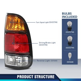 PIT66 Tail Lights Rear Brake Lamp Assembly with Wiring Harness Compatible with Toyota Tundra Regular Cab & Access Cab 2000-2006 Fit Fleetside Bed Models 815600C010, 815500C010, TO2800129