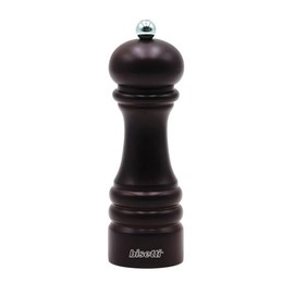 Bisetti Genova Walnut Stained Beechwood Pepper Mill With Adjustable Grinder, 16.5 cm / 6.5 Inches