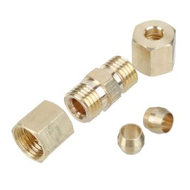 5PCS 3/16IN Brass Compressions Fittings Connector Resistant Brake Pipe Connector, Union with Size(Length*High): 33 * 10mm, for 1.3 * 0.39in Brake Pipe, Included in 5PCS Pack (Coffee)