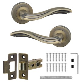 Decoranddecor Antique Brass Door Handles Internal – Aluminium Door Handle Sets Brass Door Handles for Wooden Interior Doors | Internal Door Handles with Tubular Mortice Latch | Solace Range