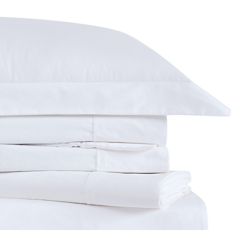 Brooklyn Loom Classic Cotton Sheet Sets White Cotton 4-Piece Queen