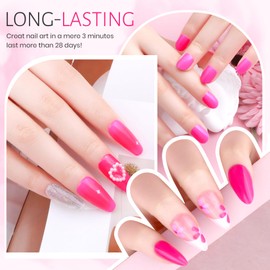 Solid Gel Nail Polish Set,Ombre Pat Painting Gel & Nail Art,6G Full-size 2 Colors Hot Pink & Glitter Pink Soak Off UV Gel Polish kit,Manicure Salon DIY Design at Home Gift for Woman