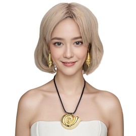 FVCENT Conch Necklace Earrings Set Octopus Sea Witch Pendant Necklace Choker for Women Chain Leather Cosplay Costume. (Gold)