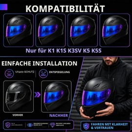 PSLER K1S Visor - K1 Helmet Visor, K3SV Rainbow Visor, K5 Face Protection Replacement for K1/K1S/K3 SV/K5, Rainbow Effect (Not for K3)