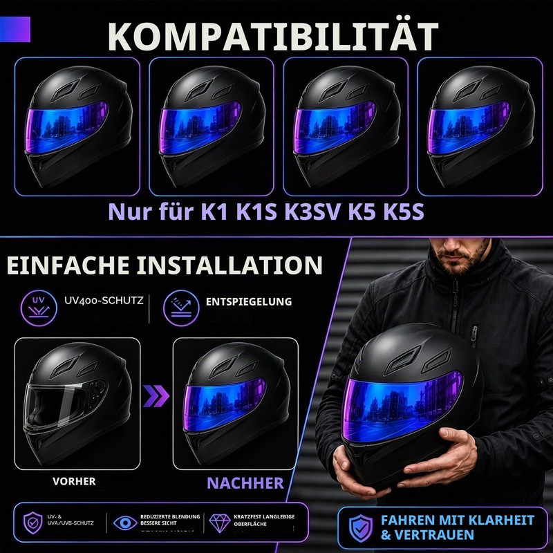 PSLER K1S Visor - K1 Helmet Visor, K3SV Rainbow Visor,