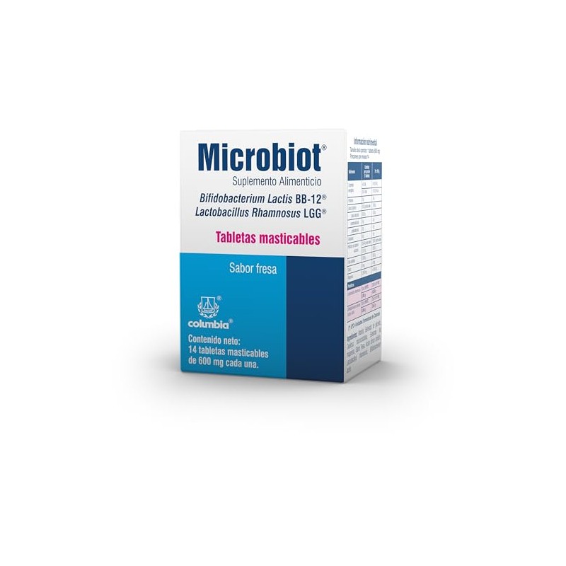 Microbiot Tabletas Masticables, 3.2 billones de probióticos Lactobacillus rhamnosus LGG