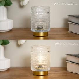 ULAROOM Battery Operated Lamp with Timer, Cordless Battery Powered Table Lamps Portable LED Small Lamp for Bedside Living Room Bedroom Decor(Transparent)