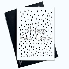 Happy New Home Cards Warm Wishes for Your New Home Classic Black Polka Dots Happy New Home Greeting Card Modern Design for a Heartfelt Message Ideal for Celebrating SP89