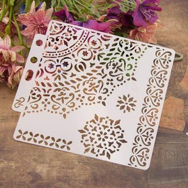 Lottoyday DIY Hollow Design PET Plastic Stencil, Perfect for Textile Design, Wall Design, Windows, Paper, Scrapbooking, Children's Crafts, 14 x 13 cm / 5.51 x 5.12 inches