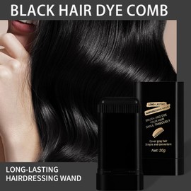 Temporary Hair Color Stick, 20G Black Hair Dye Comb,Instant Coverage, Quick Styling & Concealing, Portable Dye Comb For Travel Business Trips (Natural Black)