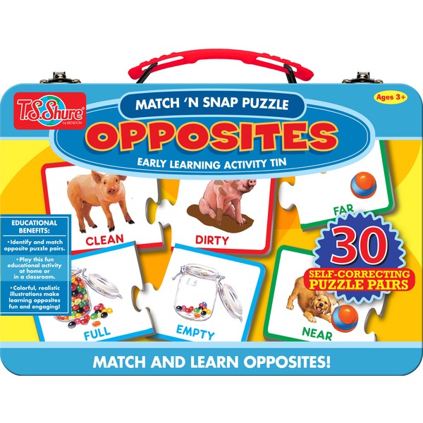 Bendon TS Shure Opposites 30-Piece Matching Puzzle with Tin Storage Case Pre-School Kindergarten Learning 51467