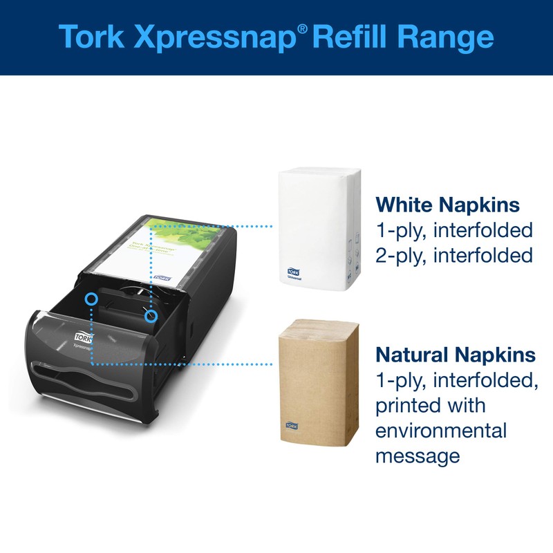 Tork Xpressnap® Counter Napkin Dispenser Black N4, Versatile Design, Signature