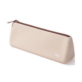 Mr. Pen- Silicone Pencil Case Pouch, Warm Beige, Aesthetic Triangular Design, Multipurpose, Aesthetic Pencil Case Small, Silicone Makeup Bag