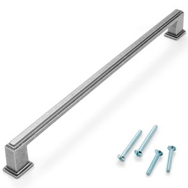 ASKANO Pack of 1, 10 Inch Hole Centers, Antique Iron Stepped Kitchen Cabinet Pull Vintage Handle ZP2206 | Solid Retro Hardware for Drawer, Dresser, Bathroom, Vanity, Furniture Door, Cupboard,10"