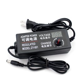 Yetaida 100-240V to 3-12V 5A Universal Adjustable AC/DC Switching Power Adapter, 50-60hz Power Supply Adapter Converter with LED Voltage Display US Plug (3V-12V 5A)