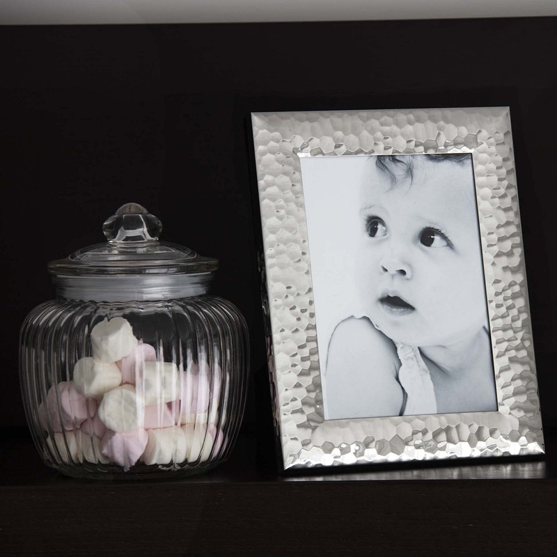 Frametigo Silver Plated Hammered Photo Frame - Fits Photo Size