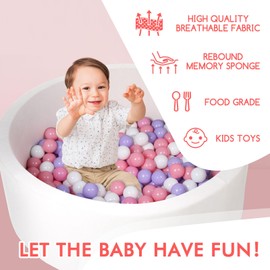 Foam Ball Pit, 35.4"x 11.8" Ball Pits for Toddlers, Soft Round Kiddie Baby Ball Pool for Kids, Ideal Gift for Babies Indoor Outdoor Game, Balls not Included - White
