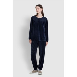 JAJU [JAJU/자주] 여 밍크 플리스 셔링 파자마 팬츠_네이비 [JAJU] Women's Mink Fleece Shirred Pajama Pants_Navy