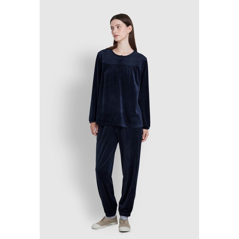 JAJU [JAJU/자주] 여 밍크 플리스 셔링 파자마 팬츠_네이비 [JAJU] Women's