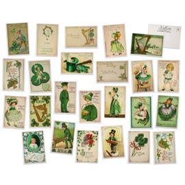 Vintage St. Patrick's Day Postcards - 24 Retro Saint Patricks Day Postcards - Assorted Irish Children Designs - Old Fashion Saint Patricks Day Cards Printed on Antique Textured Style Cardstock -