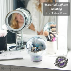 SCANDINORDICA SCANDINORDICA Disco Ball Diffuser - Original Rotating Disco Essential Oil Diffuser with Whisper Quiet Operation, 14 Color Night Light & 4Time Settings | Cute Eclectic Home Decor for Medium Room Silver