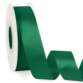 1 Inch Double Faced Green Satin Ribbon, 25 Yards Solid Silk Fabric Ribbons Perfect for Floral Bouquet Christmas Bows Gift Wrapping, Hair Accessories, Wedding Party Decoration, DIY Crafts