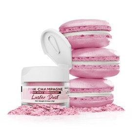 BAKELL polvo y pintura comestible de champaña rosa, 4 gramos, polvo comestible LUSTER DUST | Pintura certificada Kosher, polvo y polvo | 100% comestible y de grado alimenticio | pasteles, pintura vegana y polvo (rosa champaña)