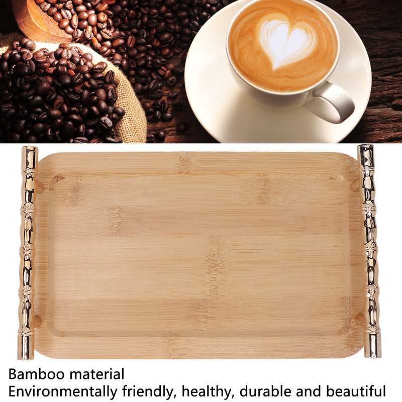 Bamboo Serving Tray with 2 Handle Eco Friendly Multipurpose Rectangular