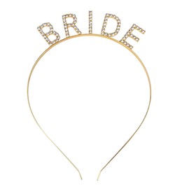 Rhinestone Bride Headband Elegant Crown Bachelorette Party Headbands (Golden Color)