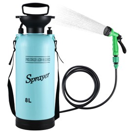 Finderomend Portable Shower for Camping with 7 Spray Modes, Hand Press Camping Shower with Removable Hose and Shower Head,8L