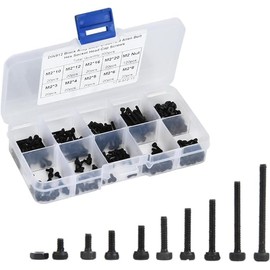 Uadme Nut and Bolt Sets, M2 Screws, 300Pcs 3-20mm Nuts and Bolts Assortmen Set, Black Hex Socket Head Cap Screws Kit, with Box, for Home Repairs, DIY, and Professional Use