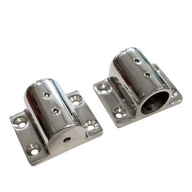 Pair of 316SS Marine Grade Casting Boat Yacht Hand Rail Fitting 90 Degree Rectangle Stanchion Base Mount Hardware for 7/8''(22mm) Tube