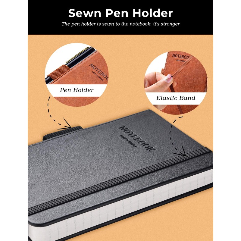 AISBUGUR Pocket Notebook Small Notebook 2-Pack, 3.5" x 5.5" Pocket