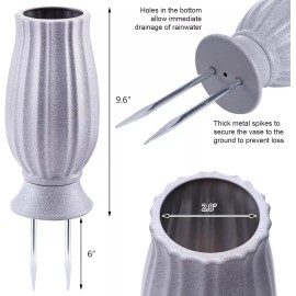 BOCOLA VASE Cemetery Vase for Grave Decorations with Metal Spike Headstones Flower Holder fo