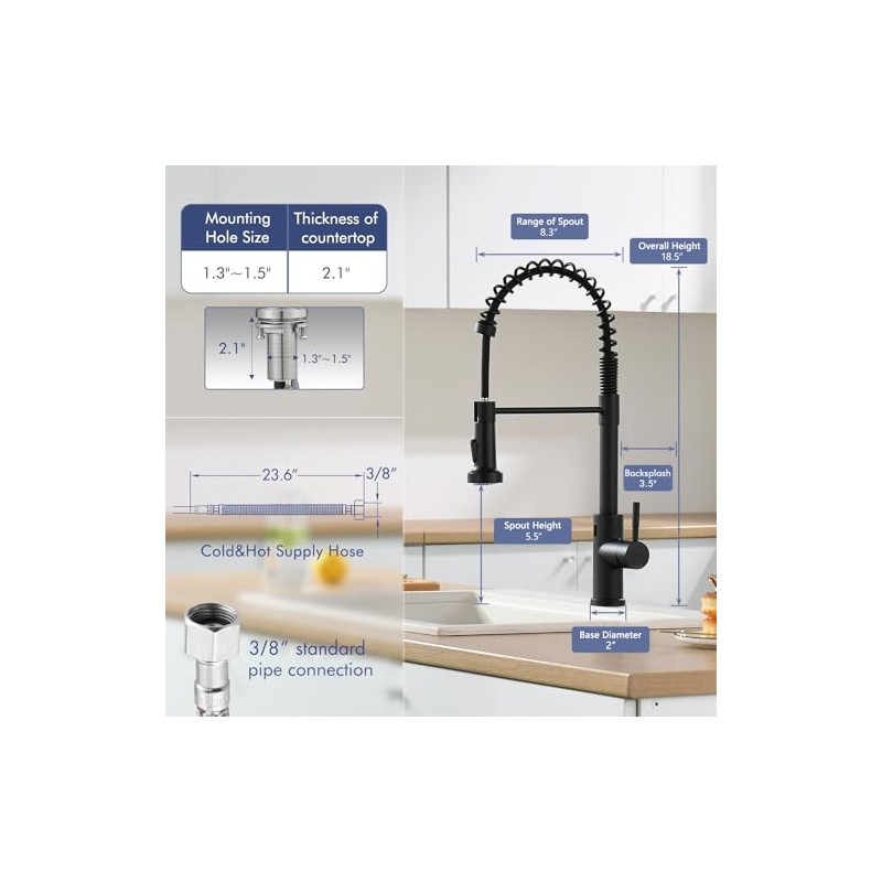 GIMILI Matte Black Touchless Kitchen Faucet Motion Sensor Activated Smart