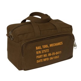 Rothco Canvas Mechanics Tool Bag Stamped Stencil w/Heavy Duty Zip Pockets - Earth Brown