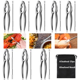 16 Pcs Lobster Crackers and Picks Set, Crab Leg Cracker Tools, Stainless Steel Seafood Lobster Crackers & Forks Nut Cracker Set for Eating