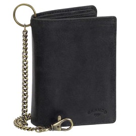 Luxury Leather Biker Wallet with Chain Biker Purse 10 cm 41013 Various Colours Black, Brown, Rust, black, Modern