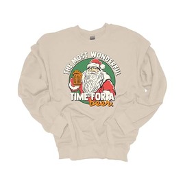 Trenz Shirt Company Womens Christmas Sweatshirt The Most Wonderful Time for A Beer Festive Holiday Crewneck Sweatshirt-Sand-4xl