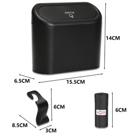 DYOUen 2pcs Car Trash Can Small With Trash Bags And 2pcs Car Headrest Hooks, Hanging Waterproof Storage Box Rubbish ​Bin For Storage And Organization (2)